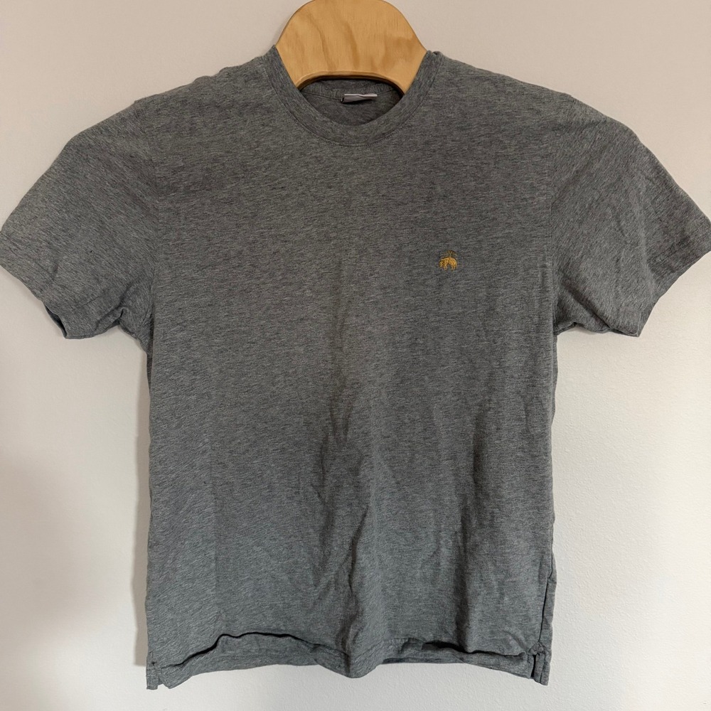 Brooks Brothers Mens 100% Cotton Crew Neck T-Shirt Heather Gray Golden L‎